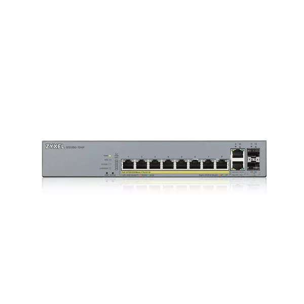 Zyxel GS1350-12HP, 12 Port managed CCTV PoE switch, long range, 130W (1 year NCC Pro pack license built in)