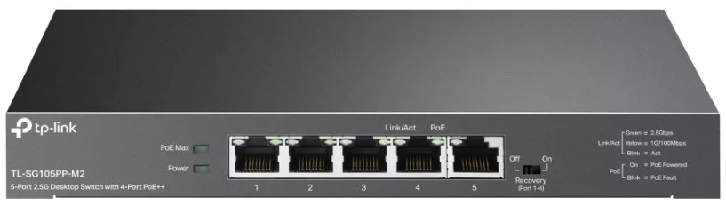 TP-Link TL-SG105PP-M2 5-Port Unmanaged Desktop 2.5-Gigabit Switch incl. 4 x PoE++ Ports (123W)