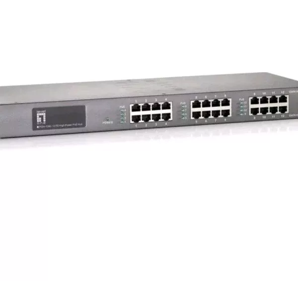 LevelOne POH-1260 12-Port High Power PoE 10/100 19 Rack Mountable Hub (30W)