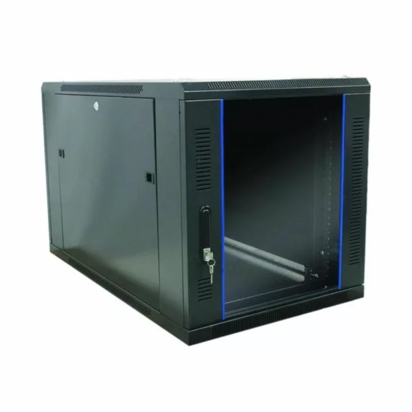 Midas Gold - 9U 600mm Deep 19" Wall Cabinet c/w Glass Door Black