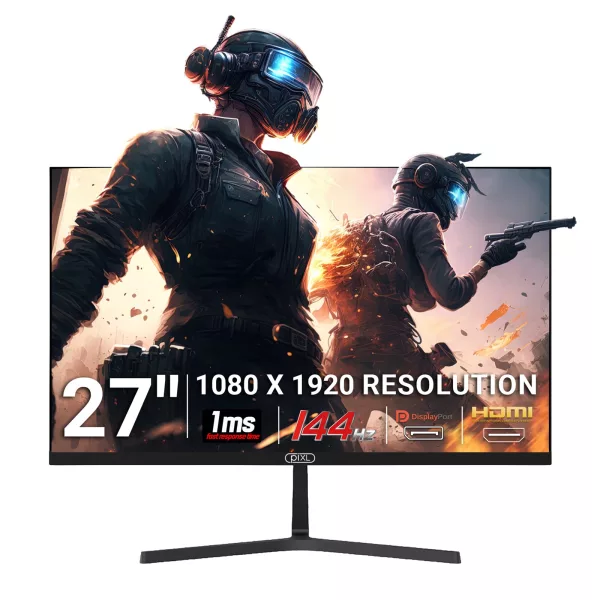piXL 27 Inch 144Hz Full HD IPS Widescreen Monitor with Speakers, 1920x1080 Resolution, 1ms Response