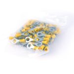 Ring Terminal Crimp Yellow 48A 8mm Hole - Pack 100-0
