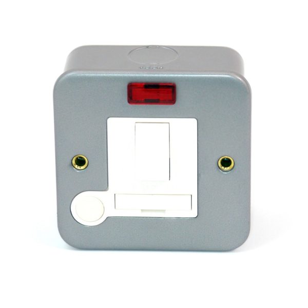 13A unswitched metal clad fused spur with metal back box. Neon version.-587