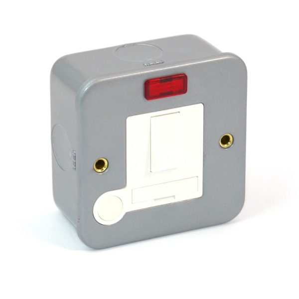 13A unswitched metal clad fused spur with metal back box. Neon version.-588