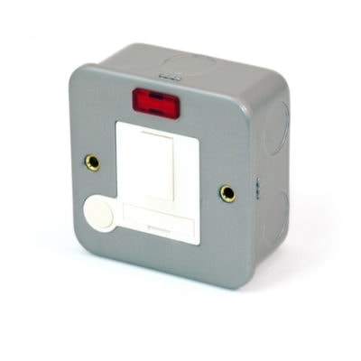 13A unswitched metal clad fused spur with metal back box. Neon version.-0