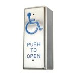 Stainless steel 'Disabled' surface door release button. Narrow style.-0