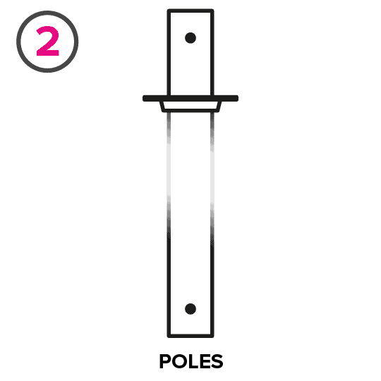 white and chrome poles